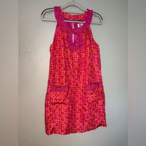 Vintage Milly New‎ York halter neck silk mini dress pink & orange